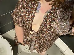 Showing off pierced pussy in the bathroom